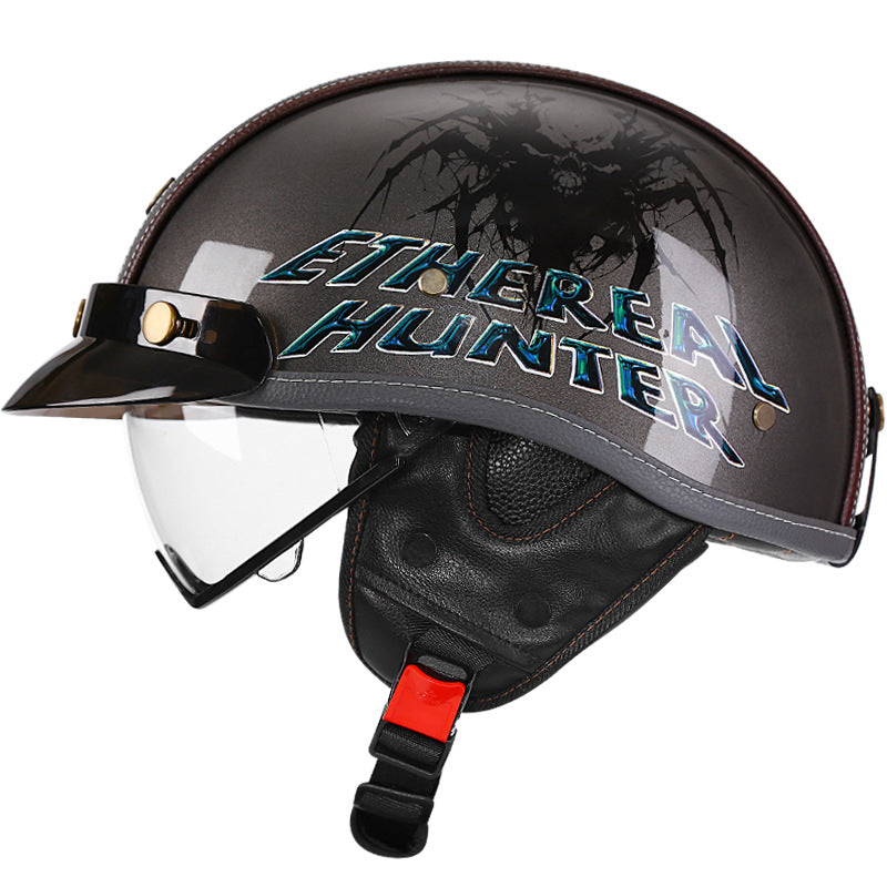 KTVMOTO Retro Half Helmet with Visor for Motorcycle Riders-I50