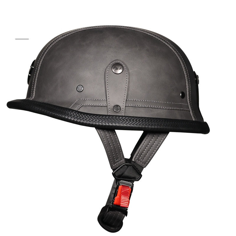 KTVMOTO Retro Half Face Motorcycle Helmet with Vintage Leather Look-I243