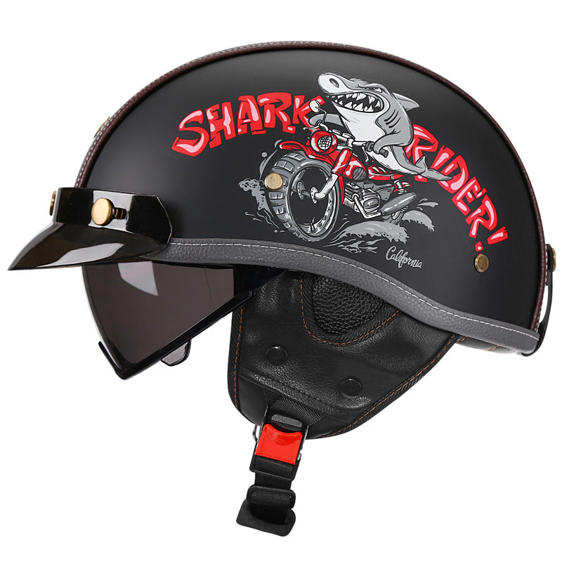KTVMOTO Retro Half Helmet with Visor for Motorcycle Riders-I50