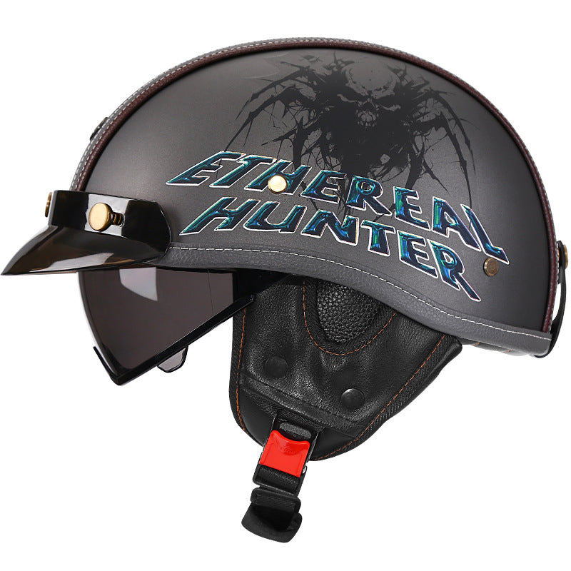 KTVMOTO Retro Half Helmet with Visor for Motorcycle Riders-I50