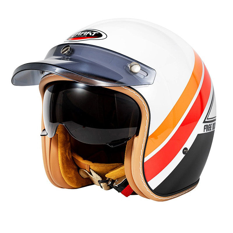 KTVMOTO Retro Half Helmet with Visor, Vintage Motorcycle Helmet- I30