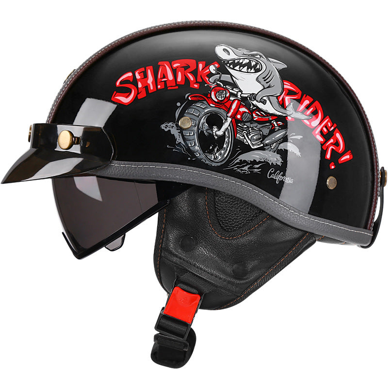KTVMOTO Retro Half Helmet with Visor for Motorcycle Riders-I50