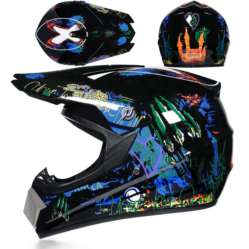 KTVMOTO Graphic Motocross Helmet with Peak Visor for Dirt Bike Riding-I233
