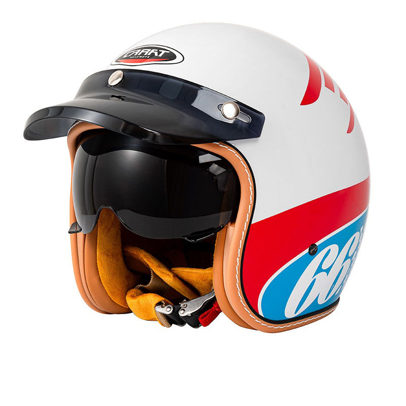 KTVMOTO Retro Half Helmet with Visor, Vintage Motorcycle Helmet- I30