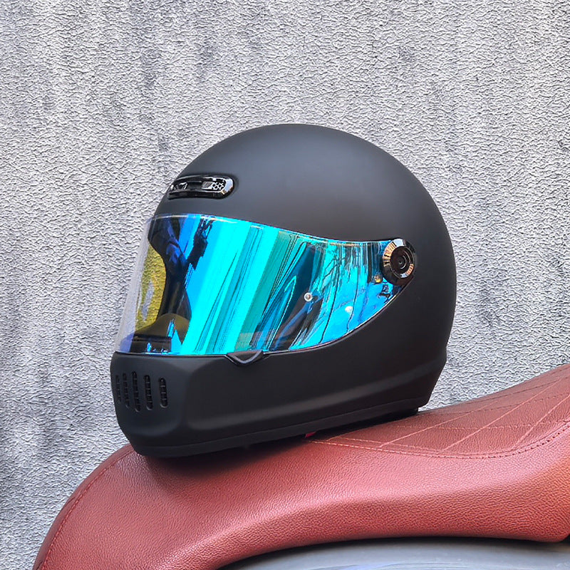 KTVMOTO Retro Full Face Motorcycle Helmet with Clear Visor for Street Riding-I237
