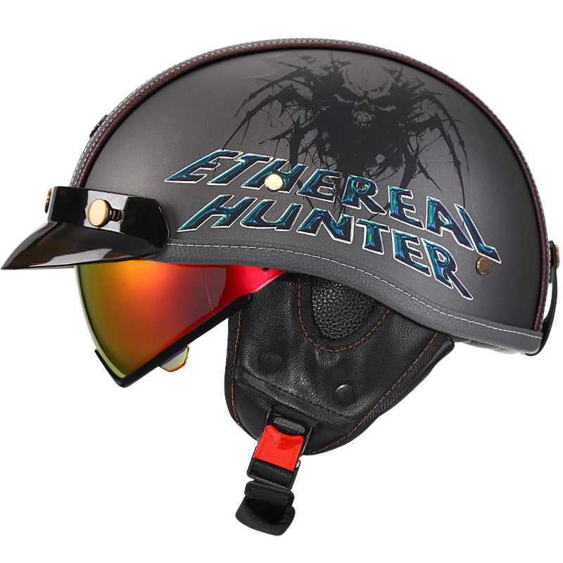 KTVMOTO Retro Half Helmet with Visor for Motorcycle Riders-I50