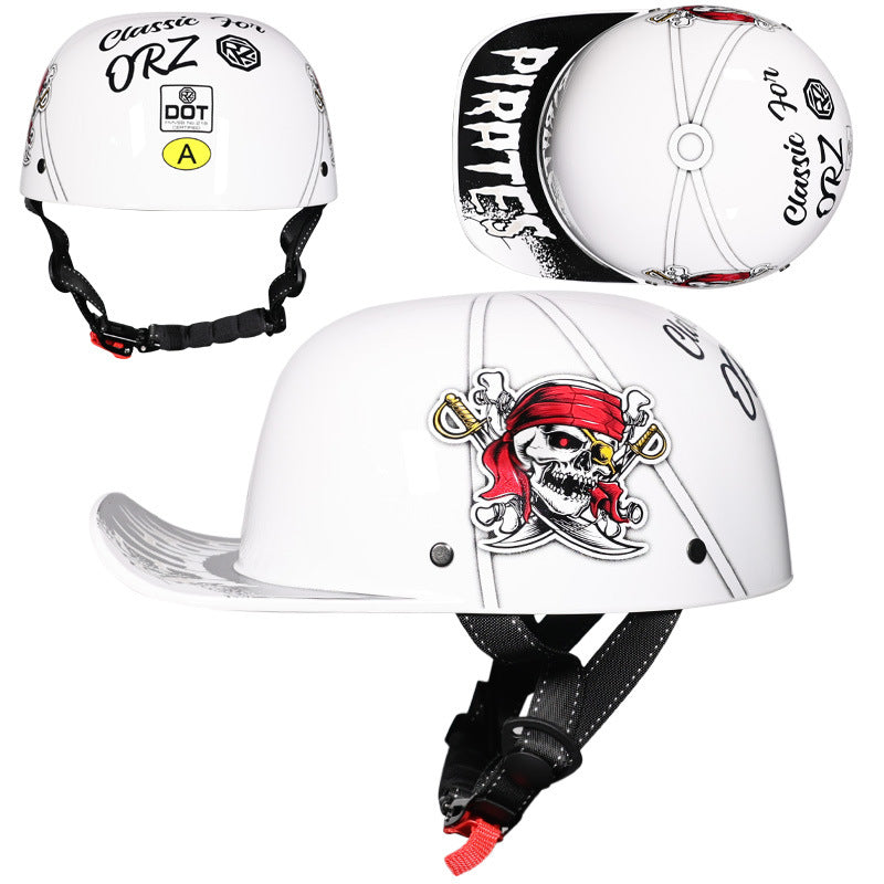 KTVMOTO Retro Half Face Motorcycle Helmet with Long Sun Visor-I248