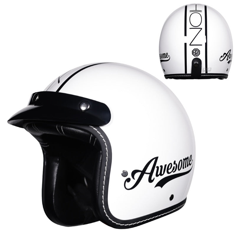 KTVMOTO Retro Open Face Motorcycle Helmet with Sun Visor for Cruiser Riders-I241