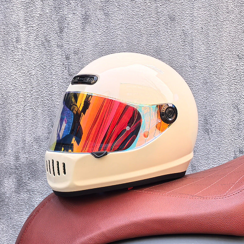 KTVMOTO Retro Full Face Motorcycle Helmet with Clear Visor for Street Riding-I237