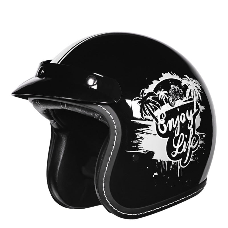 KTVMOTO Retro Open Face Motorcycle Helmet with Sun Visor for Cruiser Riders-I241