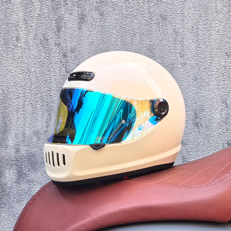 KTVMOTO Retro Full Face Motorcycle Helmet with Clear Visor for Street Riding-I237