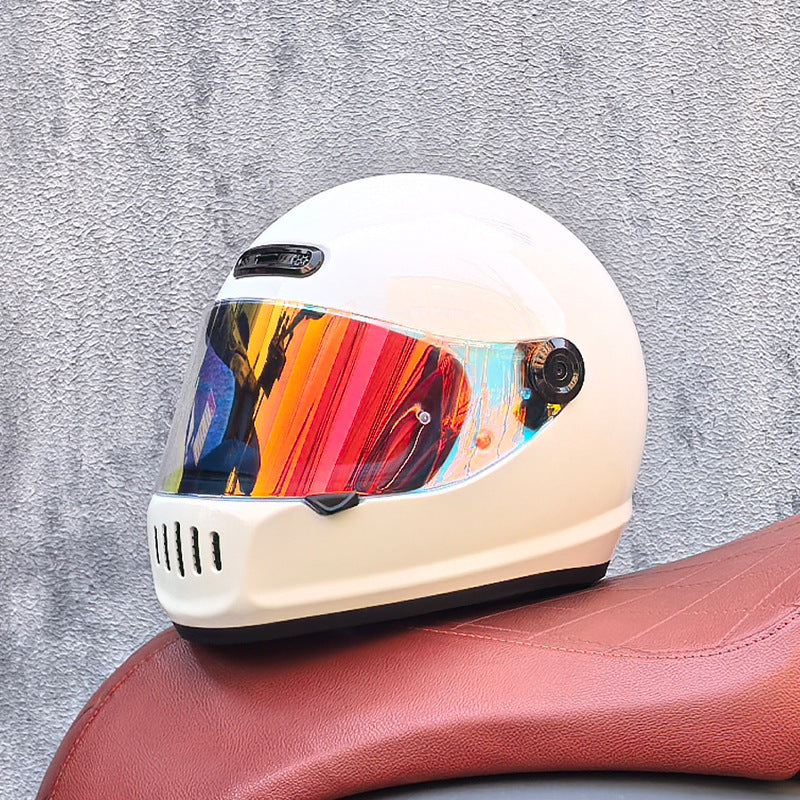 KTVMOTO Retro Full Face Motorcycle Helmet with Clear Visor for Street Riding-I237