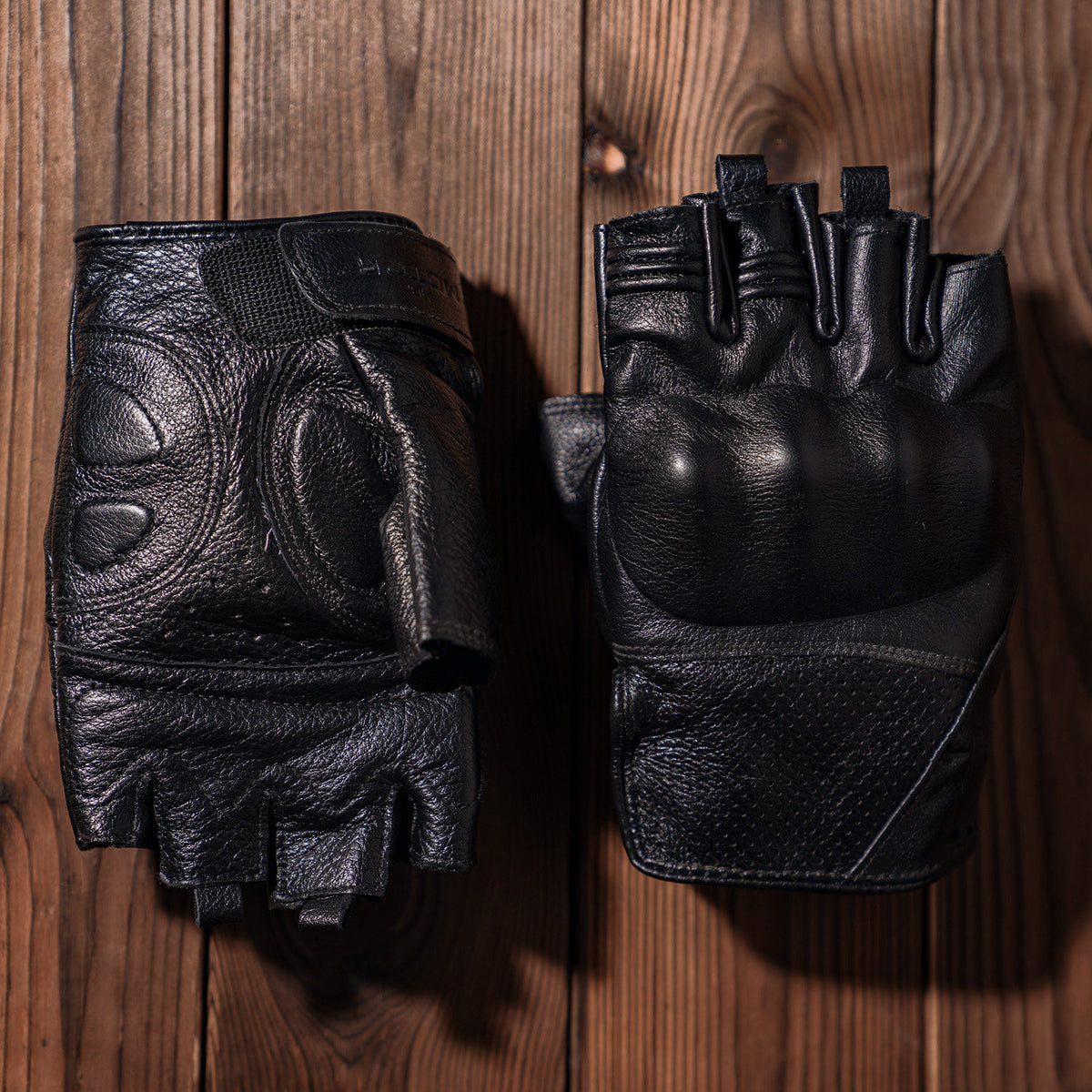KTVMOTO Retro Motorcycle Rider Genuine Leather Half-Finger Gloves - G37