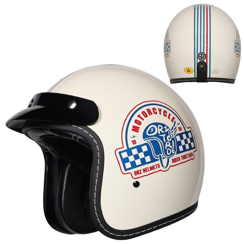 KTVMOTO Retro Open Face Motorcycle Helmet with Sun Visor for Cruiser Riders-I242