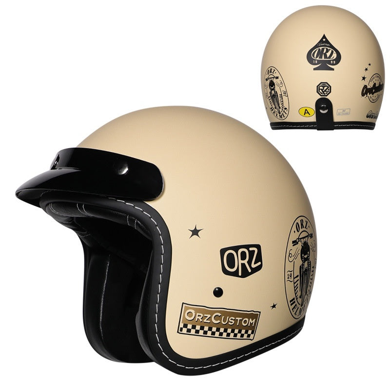 KTVMOTO Retro Open Face Motorcycle Helmet with Sun Visor for Cruiser Riders-I242