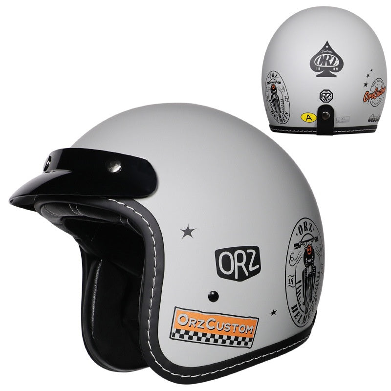KTVMOTO Retro Open Face Motorcycle Helmet with Sun Visor for Cruiser Riders-I242