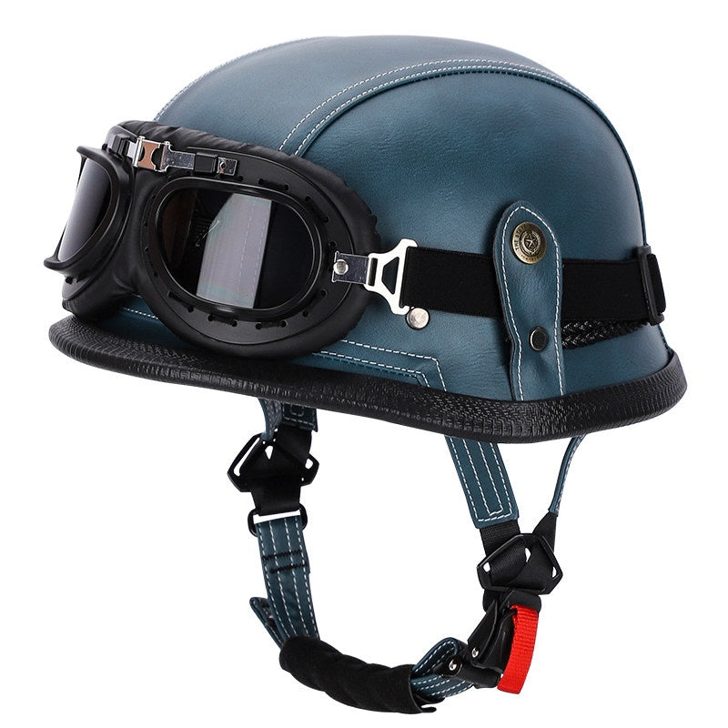 Retro leather cruiser motorcycle half helmet-I15
