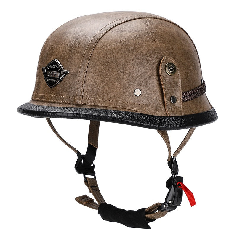 Retro leather cruiser motorcycle half helmet-I15