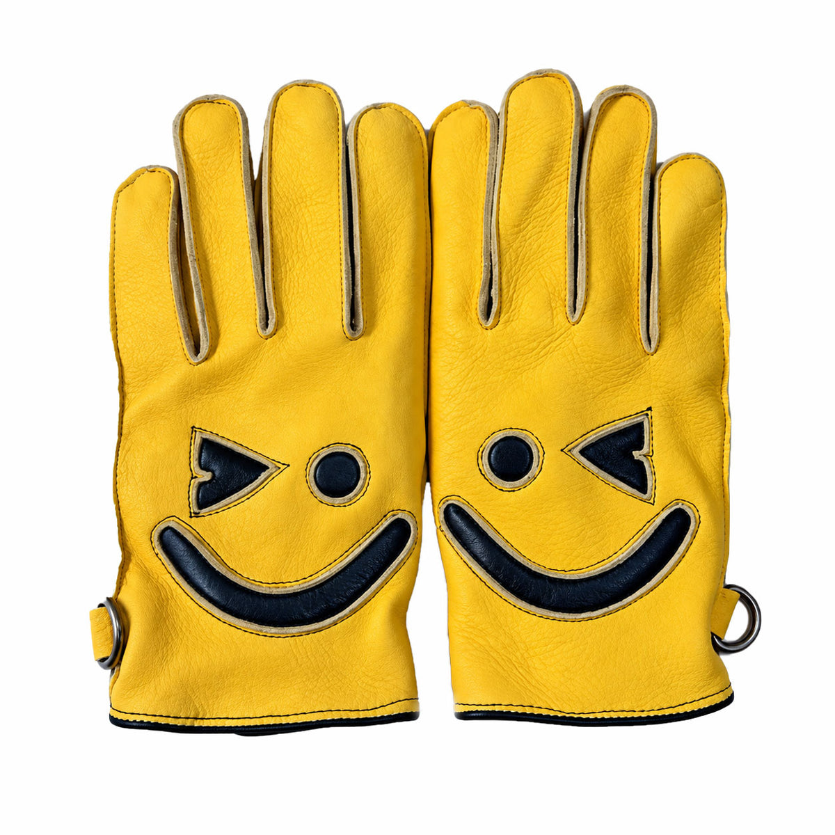 Smiley face deerskin touchscreen retro motorcycle gloves-G73