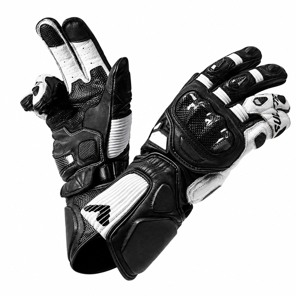 CE2 grade 3K carbon fiber genuine leather gloves - GT01