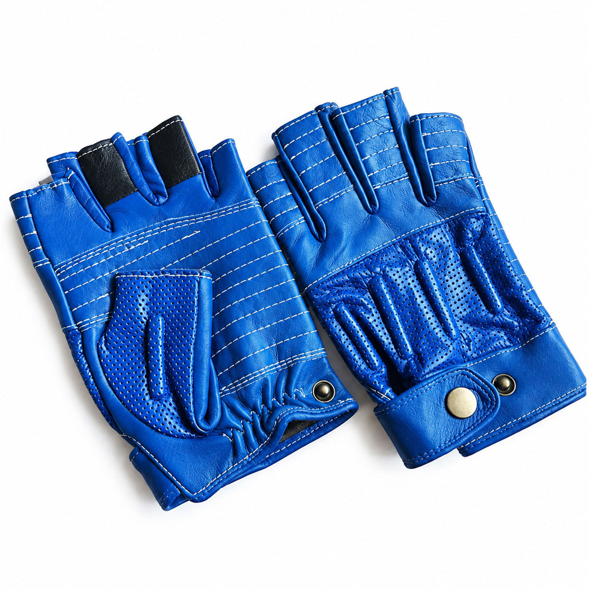 Vintage-style Harley-style leather half-finger gloves-G66
