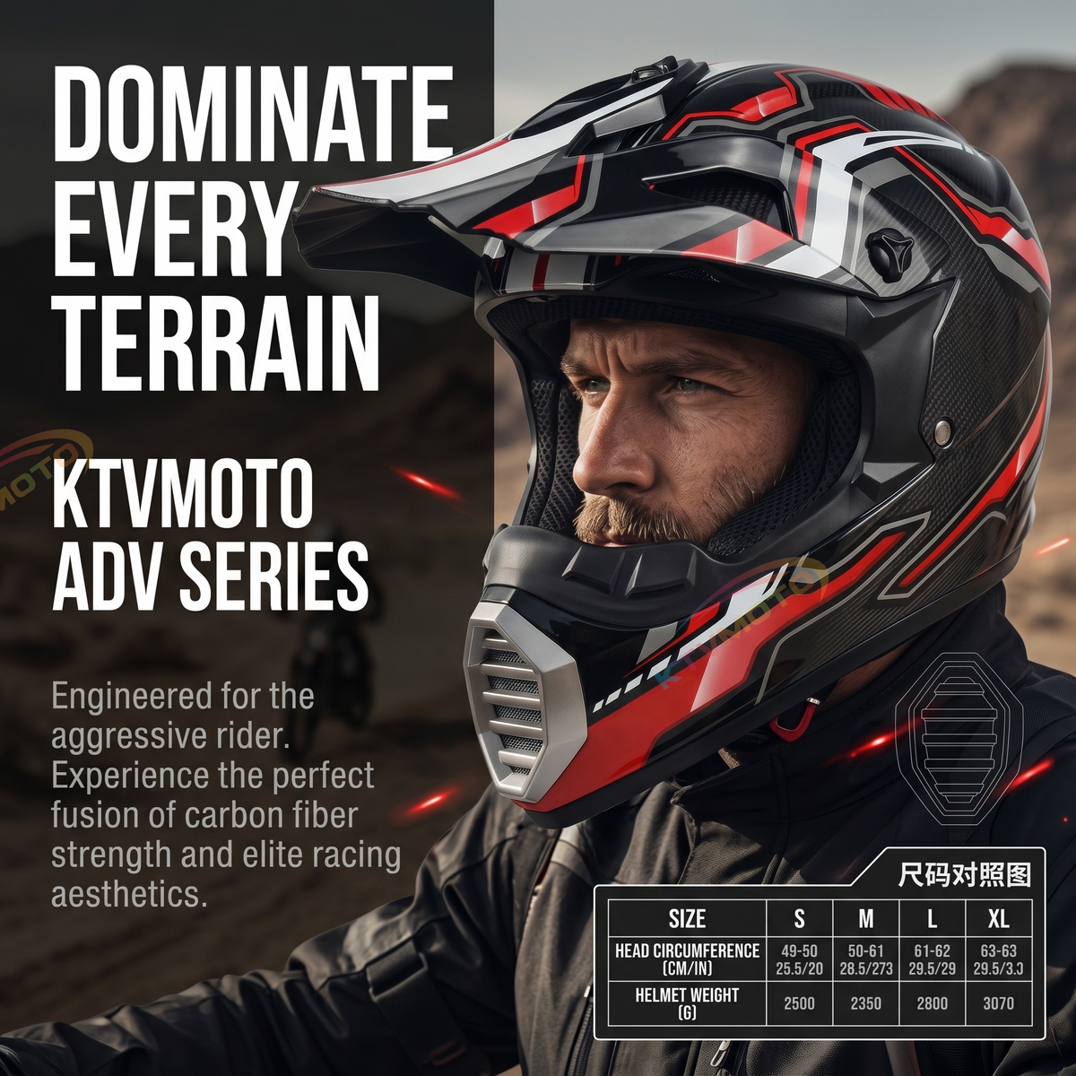 Dirt Bike Racing Carbon Fiber Helmet-I60