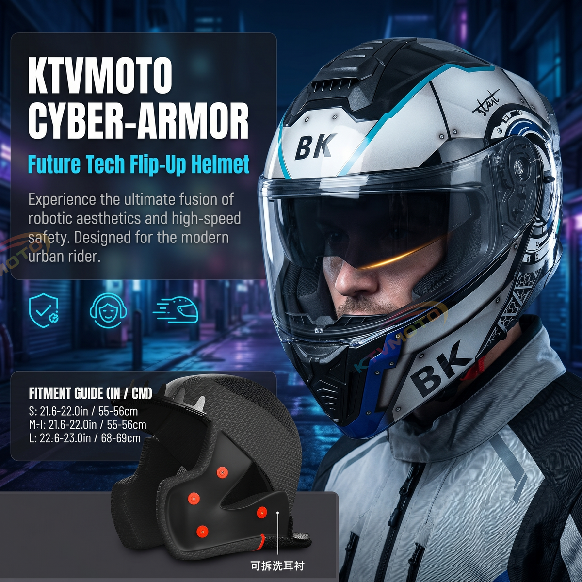 Dual-lens motorcycle helmet-I100