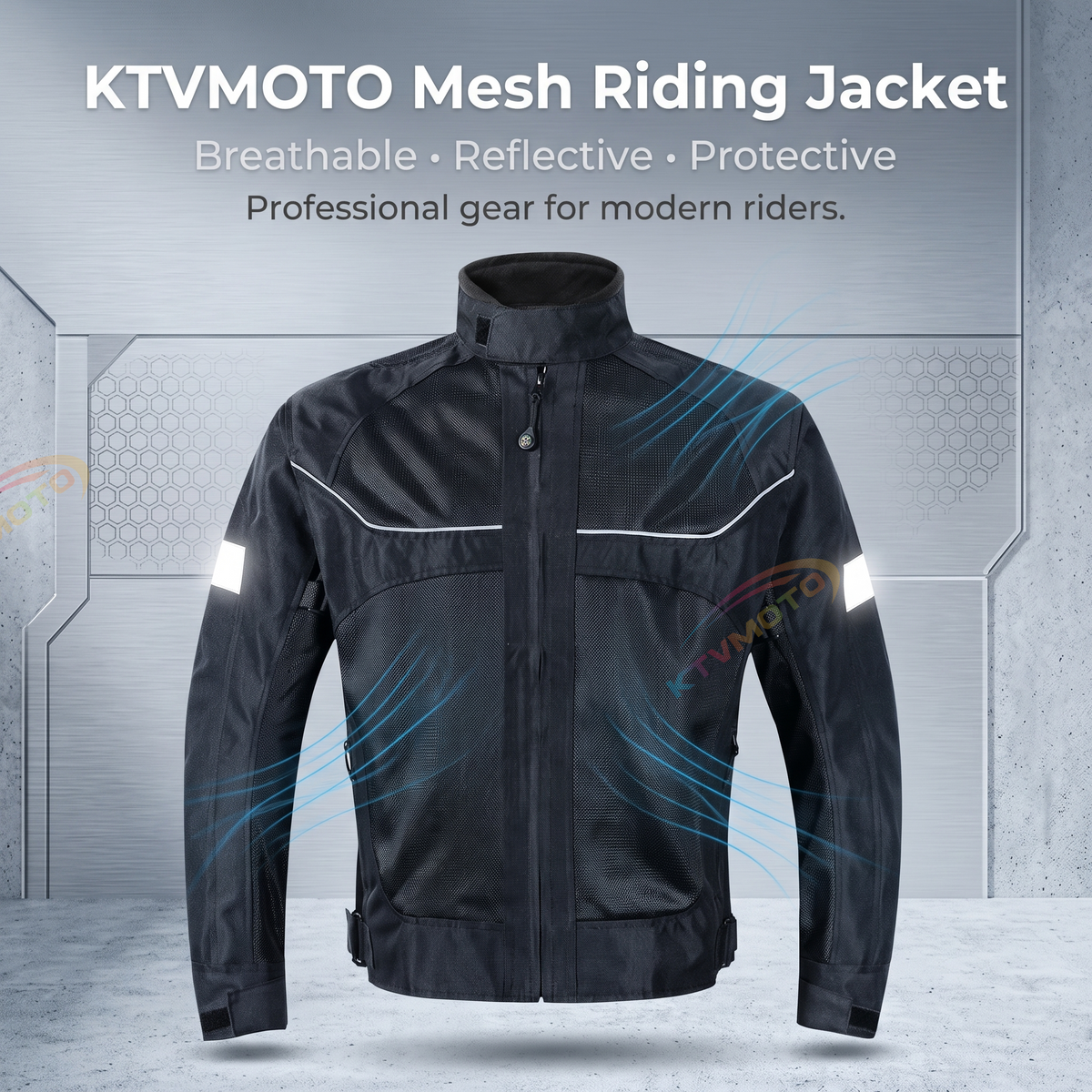 Motorcycle riding clothes with breathable mesh-J58