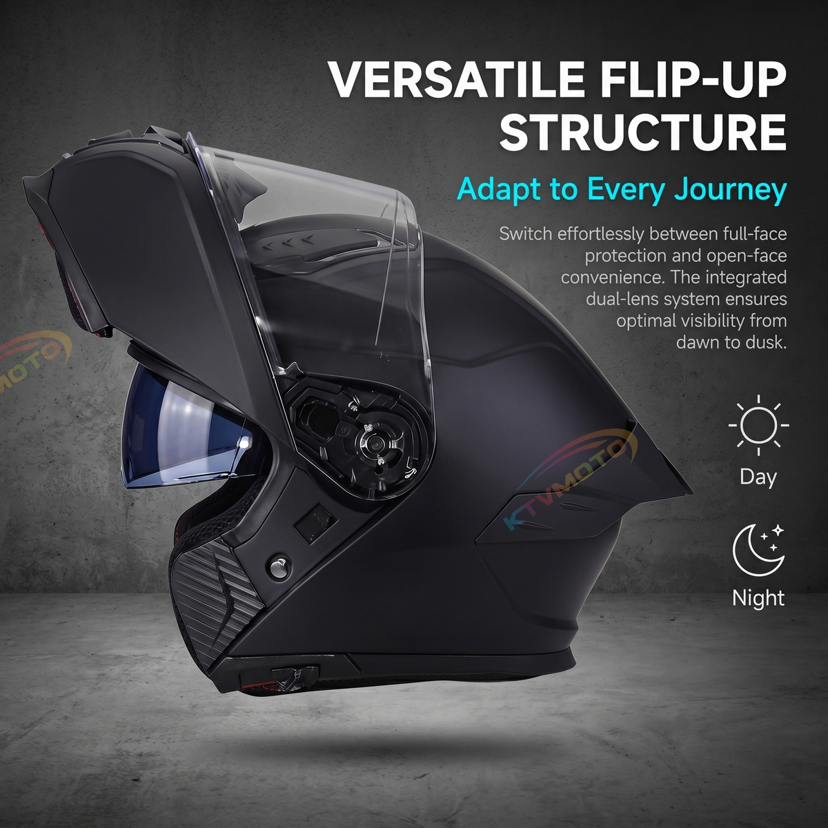 Flip-Up Modular Motorcycle Helmet — Dual Visors-I88