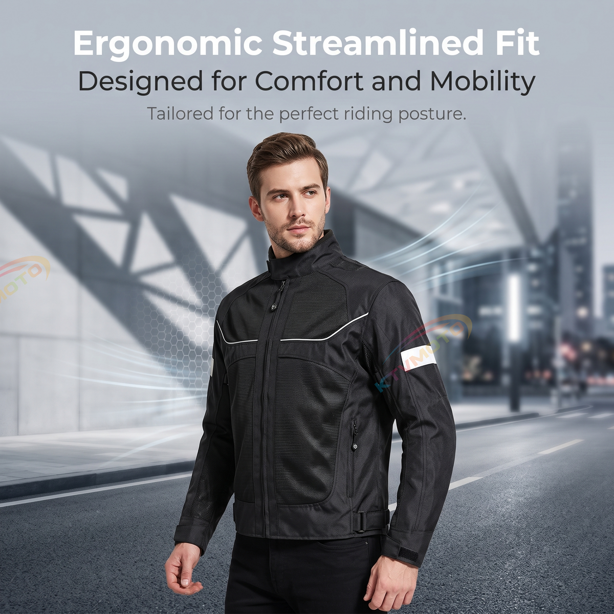 Motorcycle riding clothes with breathable mesh-J58