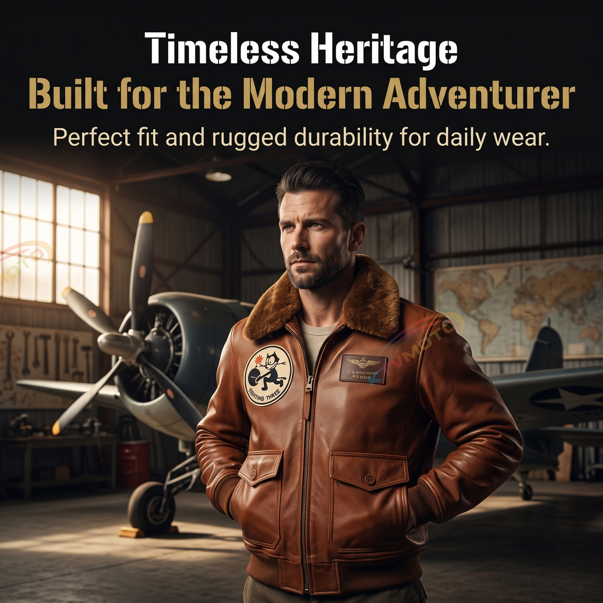 American-style Felix G1 Flight Jacket, made of genuine leather.-A50