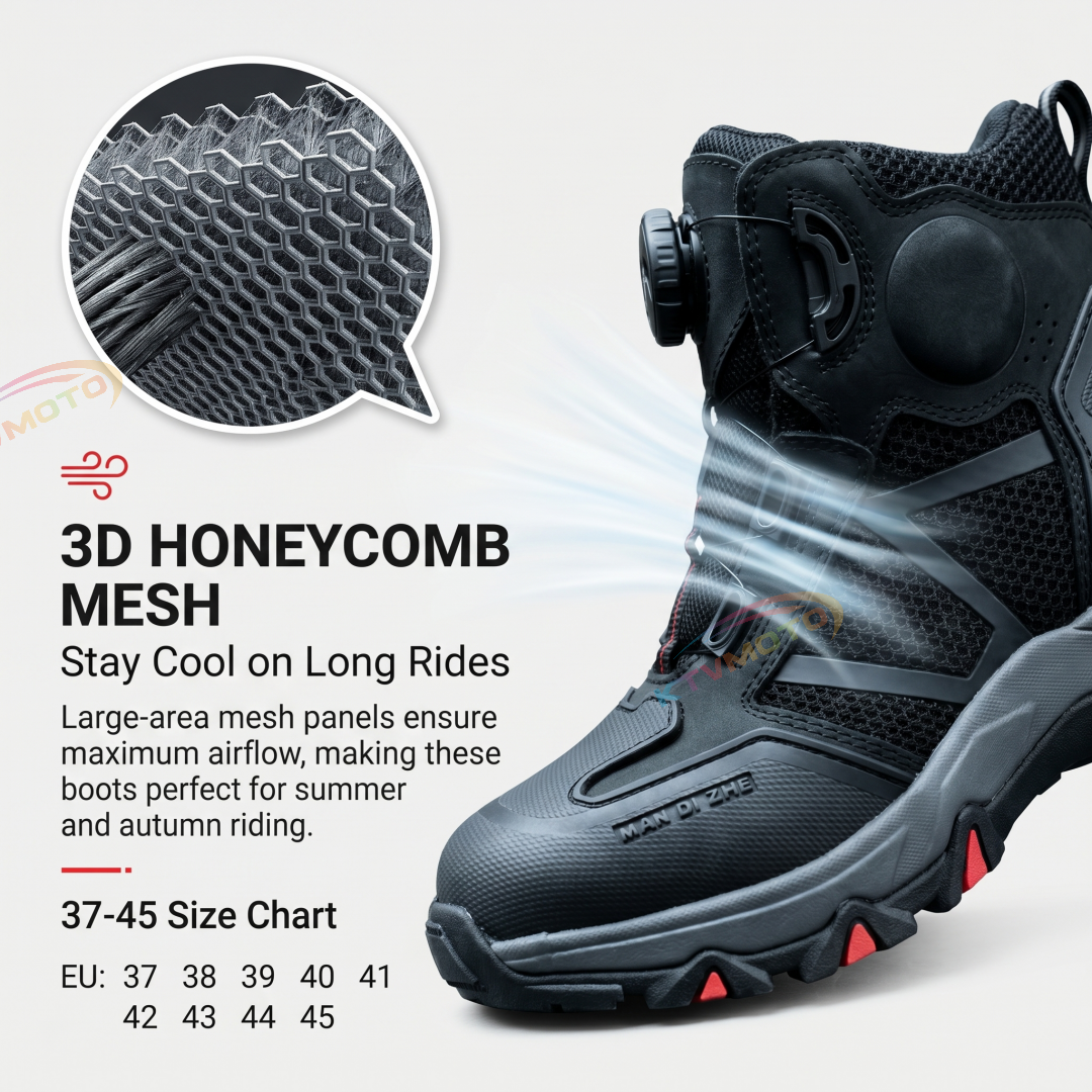 Breathable mesh motorcycle riding boots-K32