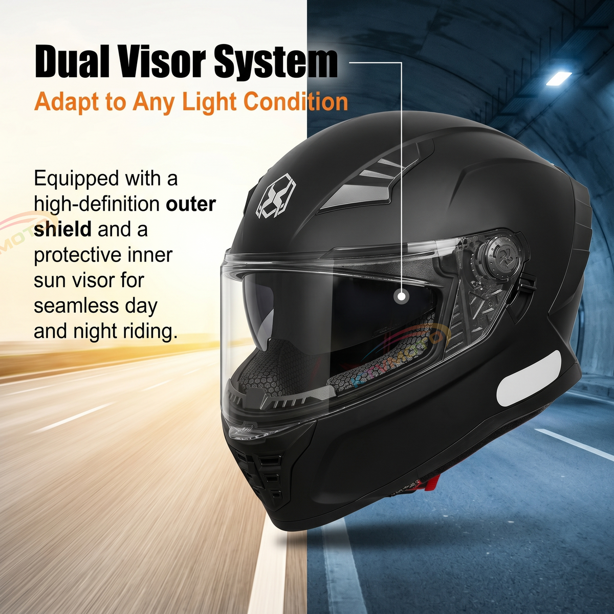 Aerodynamic full-face street racing helmet-I125
