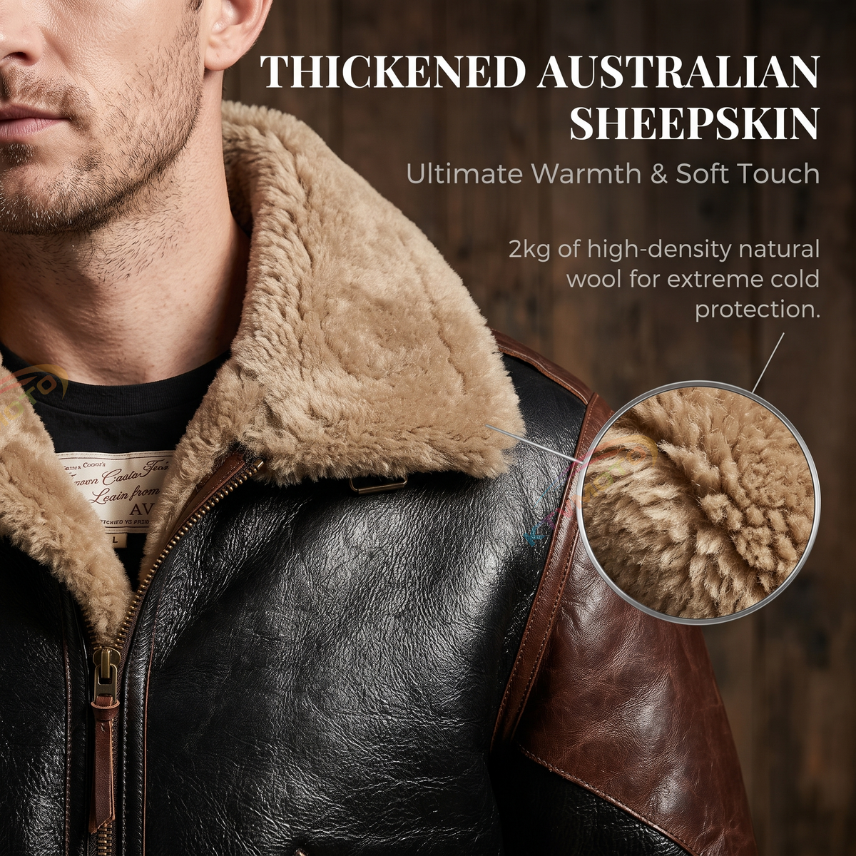 Bomber jacket unisex couple style horse leather stitching-A06