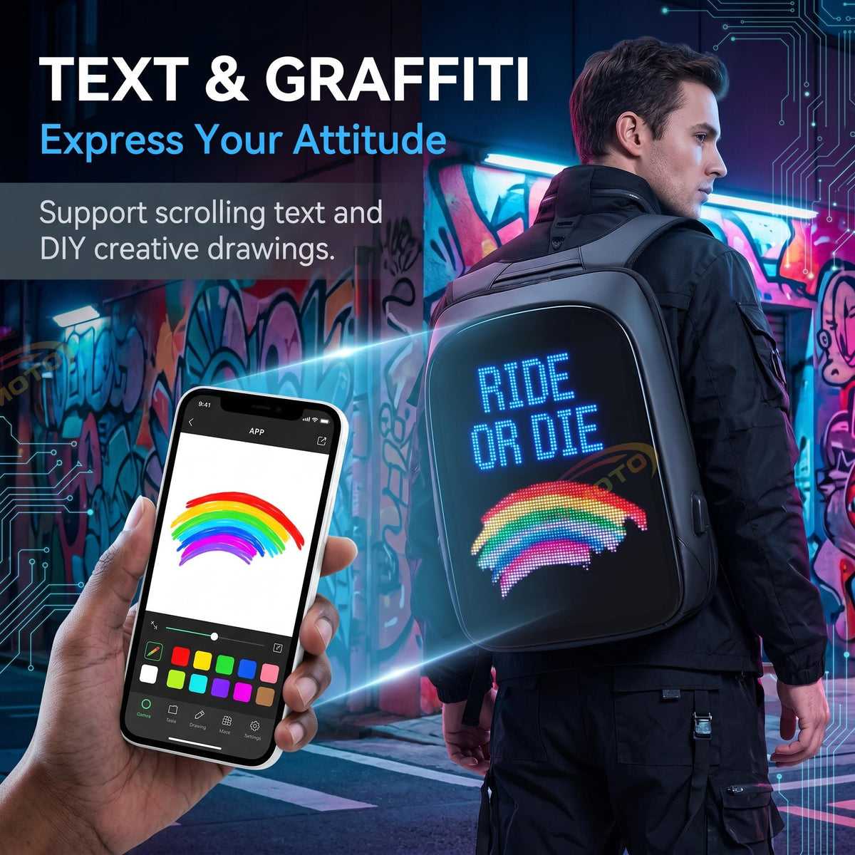 Motorcycle LED Display Backpack-B22