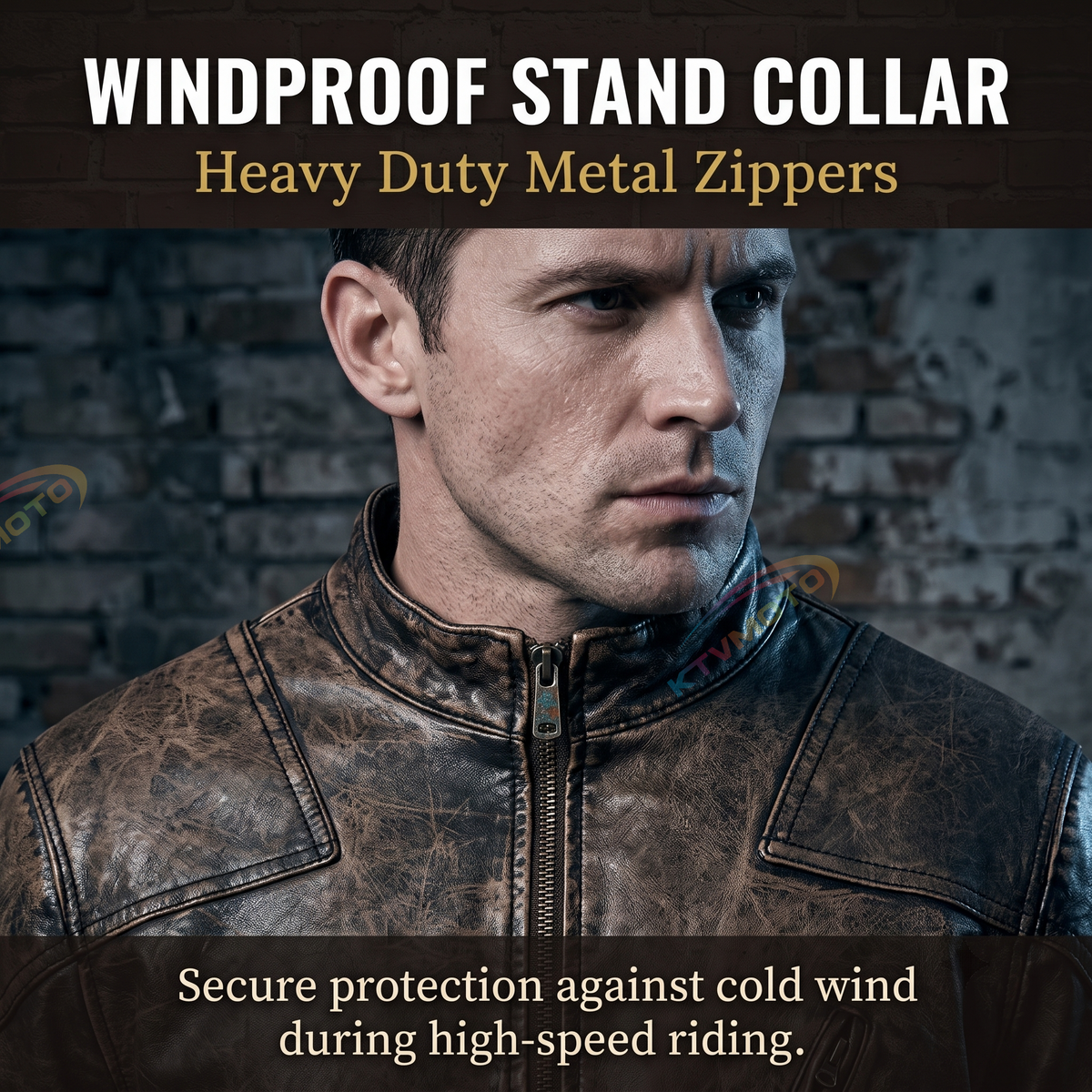 Retro venom motorcycle stand-up collar top-grain cowhide plus size leather jacket-A57