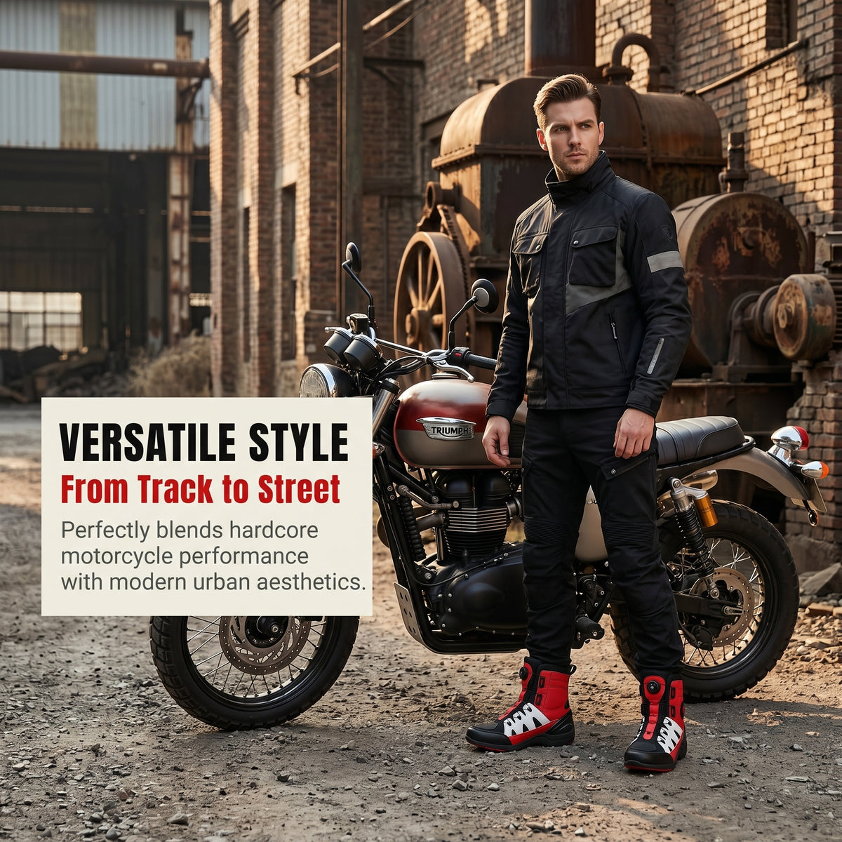 Retro high-top motorcycle off-road shoes-K81