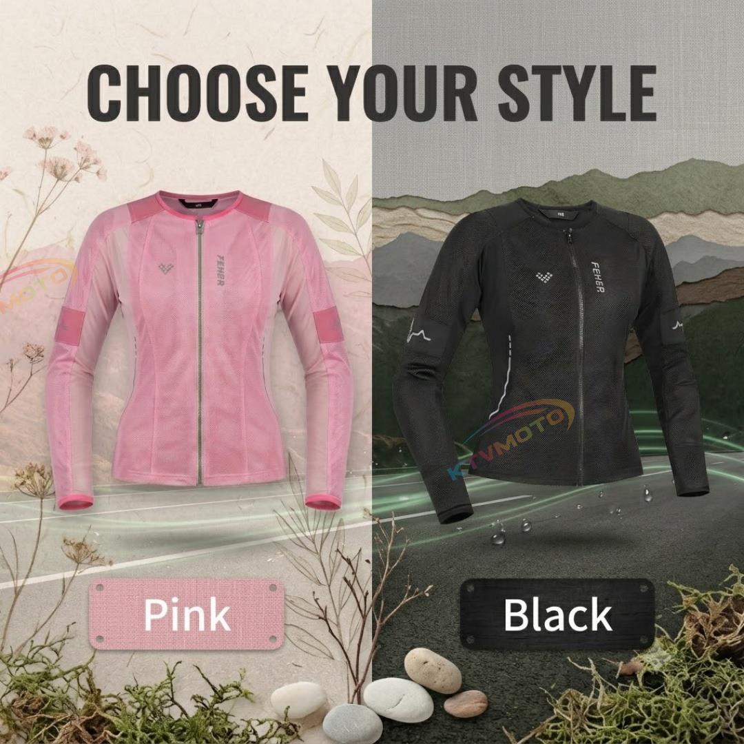 Women's Slim-Fit Breathable Mesh Motorcycle Jacket for Summer-J67