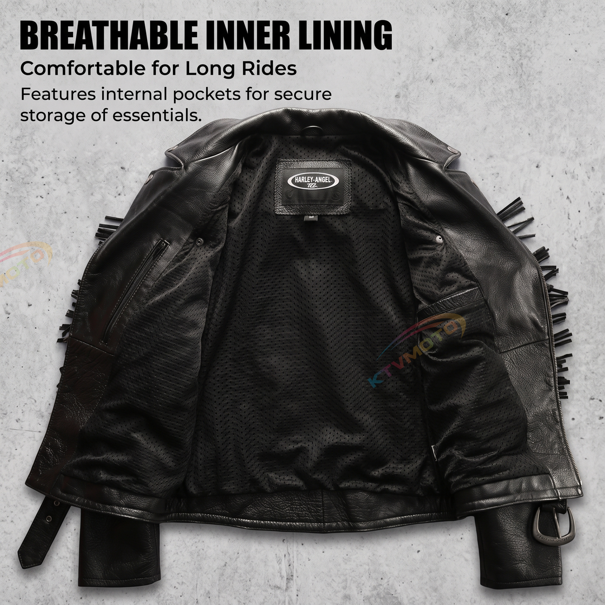 HARLEY ANGEL Harley Angel tassel cowhide leather jacket-A17