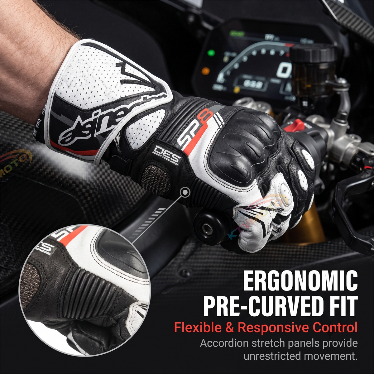 Motorcycle riding gloves made of breathable sheepskin-G86
