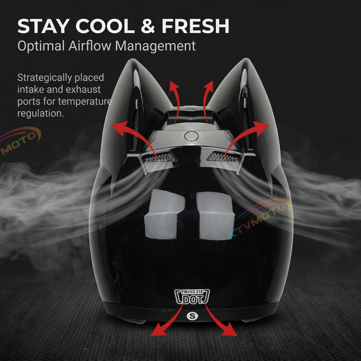 DOT certified cat ear full-face motorcycle helmet-I02