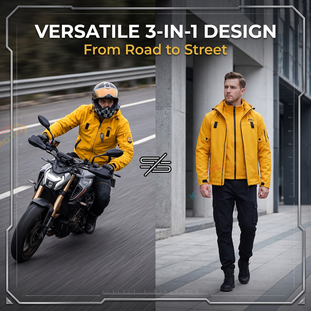 Windproof motorcycle riding suit (3-in-1)-J64