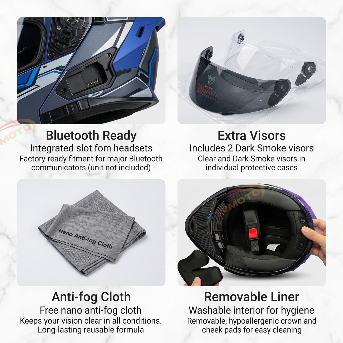 DOT approved modular motorcycle helmet dual mirrors-I132