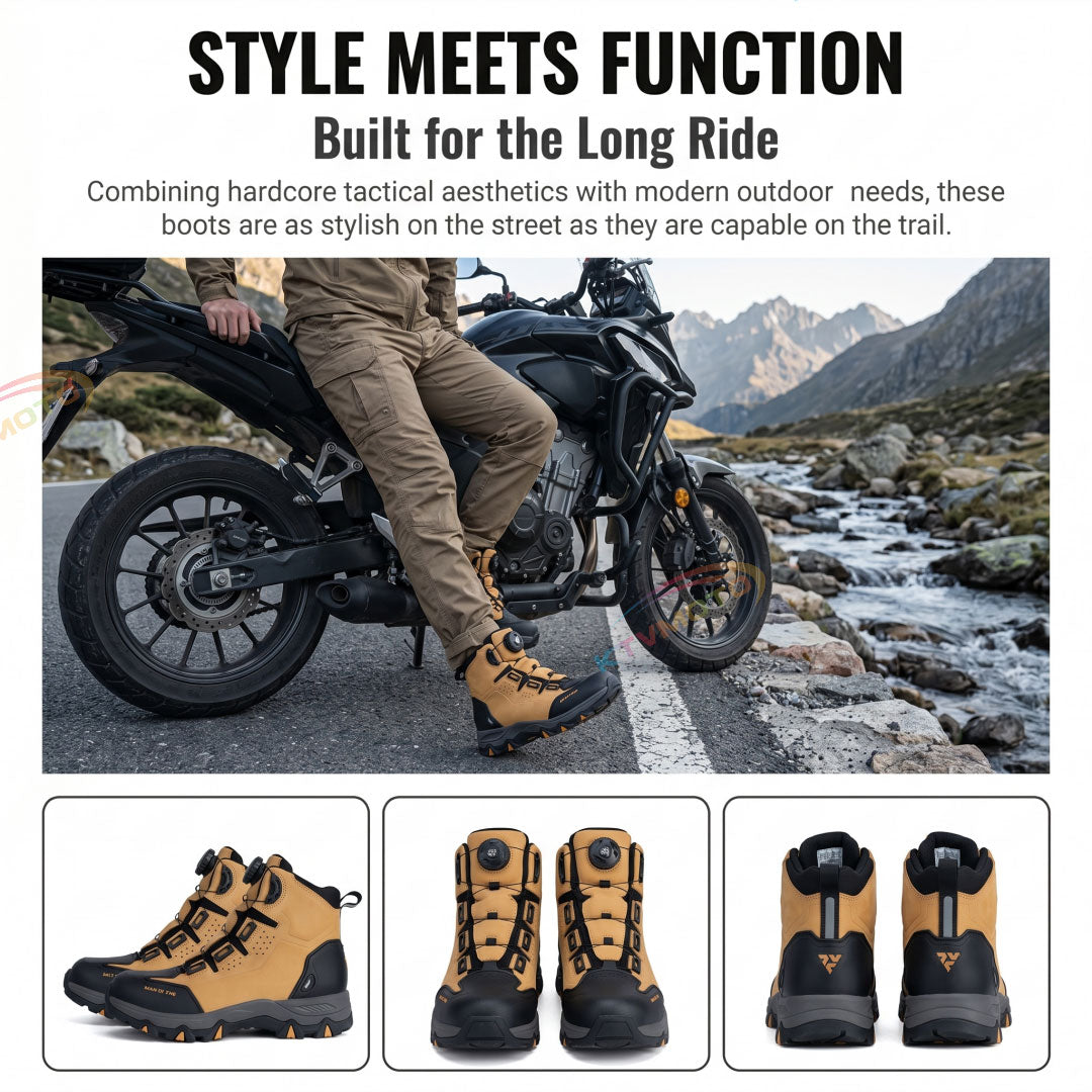 Motorcycle boots equipped with a dial adjustment system-K35