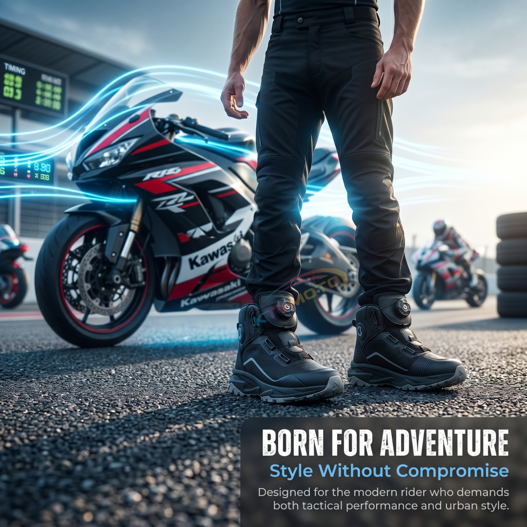 Waterproof motorcycle boots with a dial closure system-K33