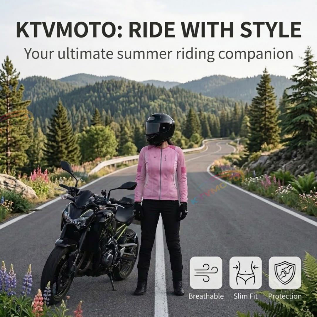 Women's Slim-Fit Breathable Mesh Motorcycle Jacket for Summer-J67
