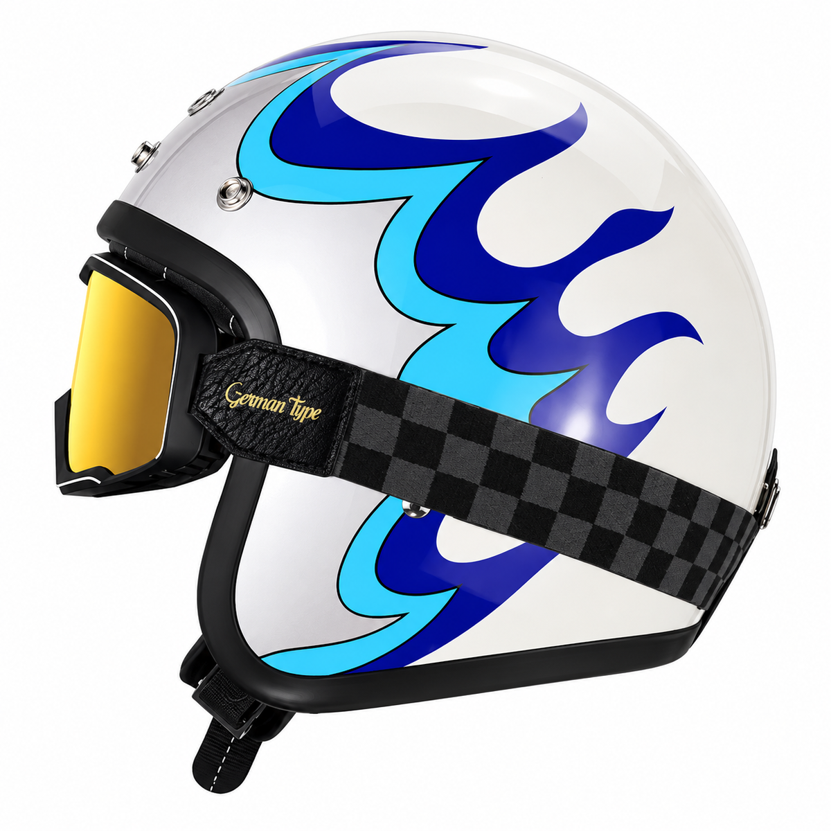 Retro Flame Pattern Convertible Motorcycle Helmet-I64