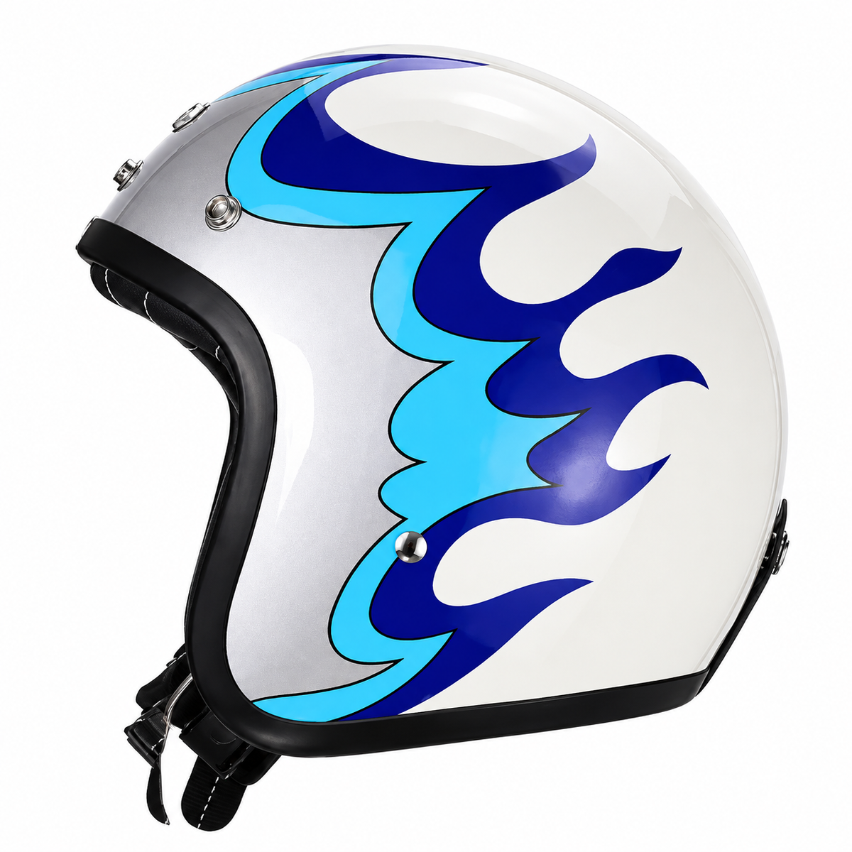 Retro Flame Pattern Convertible Motorcycle Helmet-I64