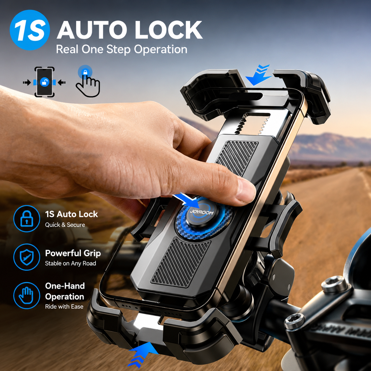 Anti-Vibration Motorcycle Phone Mount with Safety Lock-M47