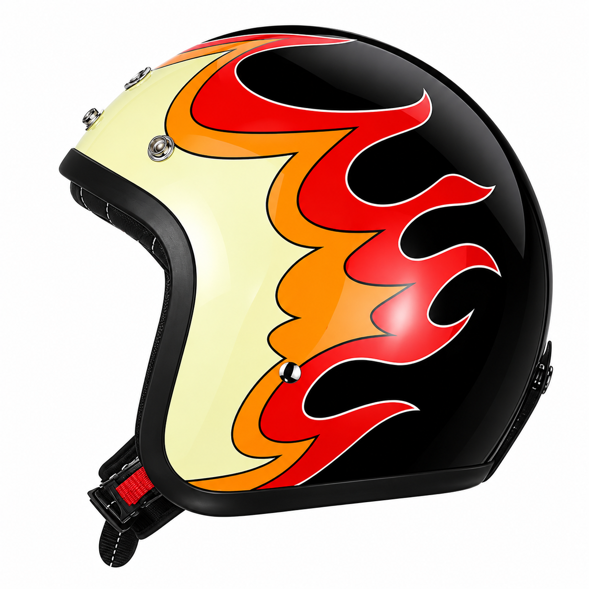 Retro Flame Pattern Convertible Motorcycle Helmet-I64